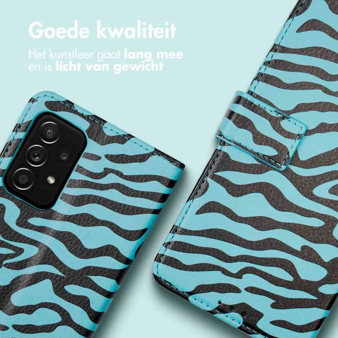 Imoshion Galaxy A52 Hoesje - Black Blue Stripes - 3 Pasjes