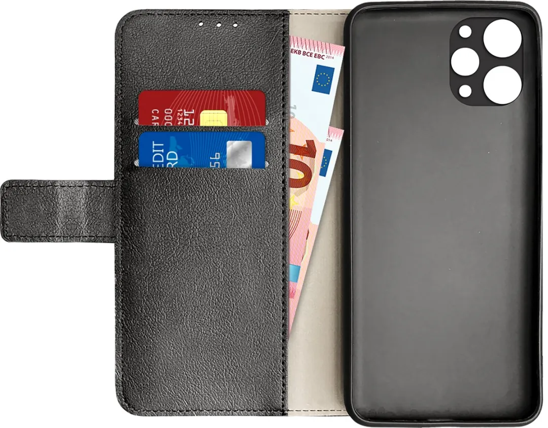 Just in Case Bookcase Classic Hoesje Xiaomi Redmi 12 - 2 Pasjes - Zwart