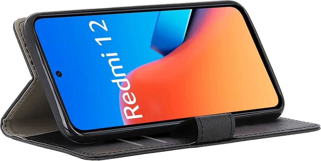 Just in Case Bookcase Classic Hoesje Xiaomi Redmi 12 - 2 Pasjes - Zwart