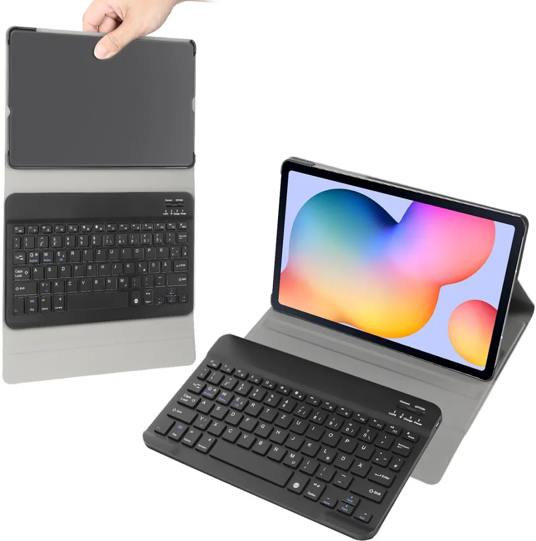 Just in Case Hoes met Toetsenbord Samsung Galaxy Tab S6 Lite - QWERTZ - Zwart