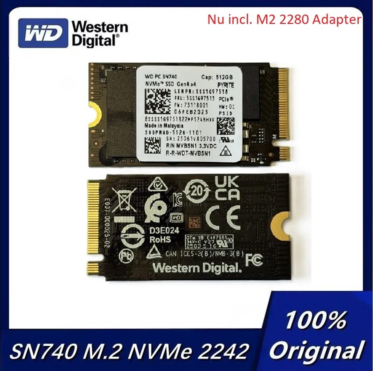 Western Digital SN740 512GB M.2 NVMe SSD