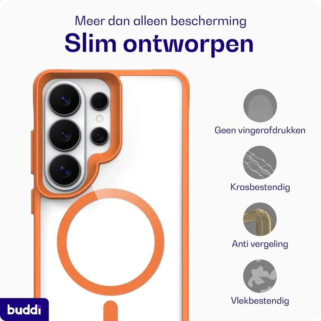 Buddi Hybrid Hoesje Samsung Galaxy S26 Ultra - Transparant Oranje - MagSafe