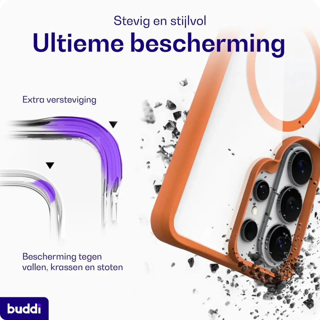 Buddi Hybrid Hoesje Samsung Galaxy S26 Ultra - Transparant Oranje - MagSafe