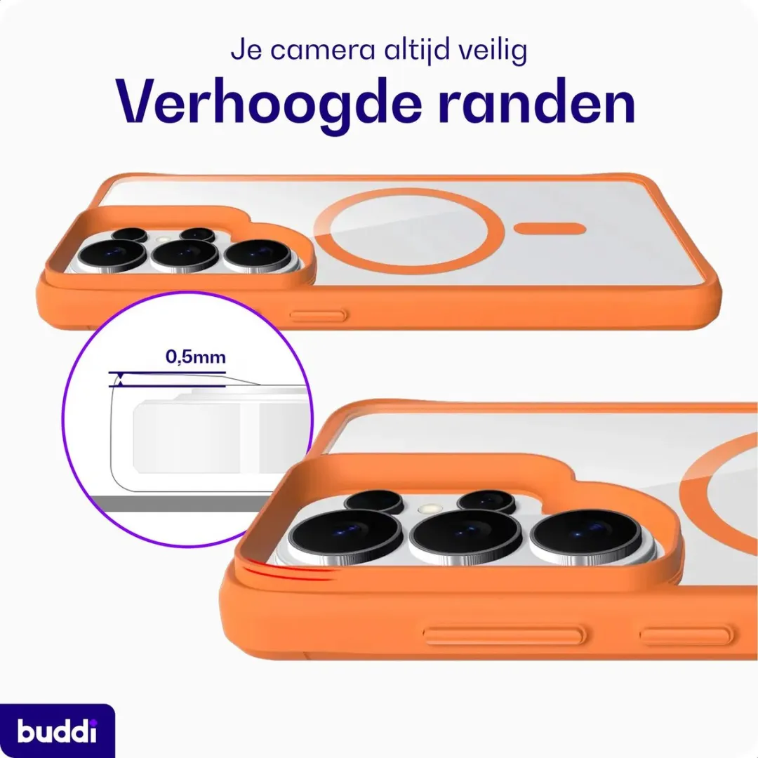 Buddi Hybrid Hoesje Samsung Galaxy S26 Ultra - Transparant Oranje - MagSafe