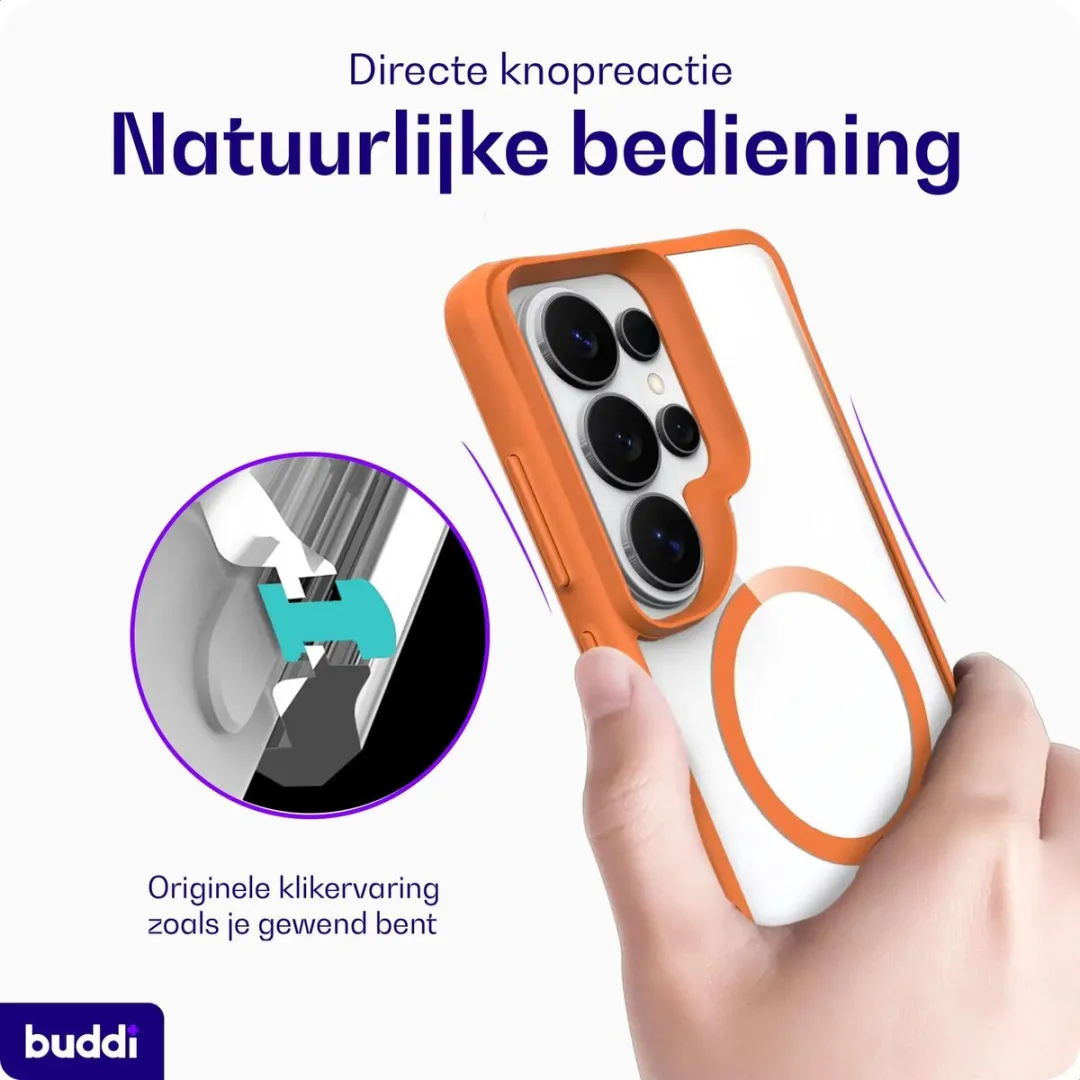 Buddi Hybrid Hoesje Samsung Galaxy S26 Ultra - Transparant Oranje - MagSafe - afbeelding 6 van 6