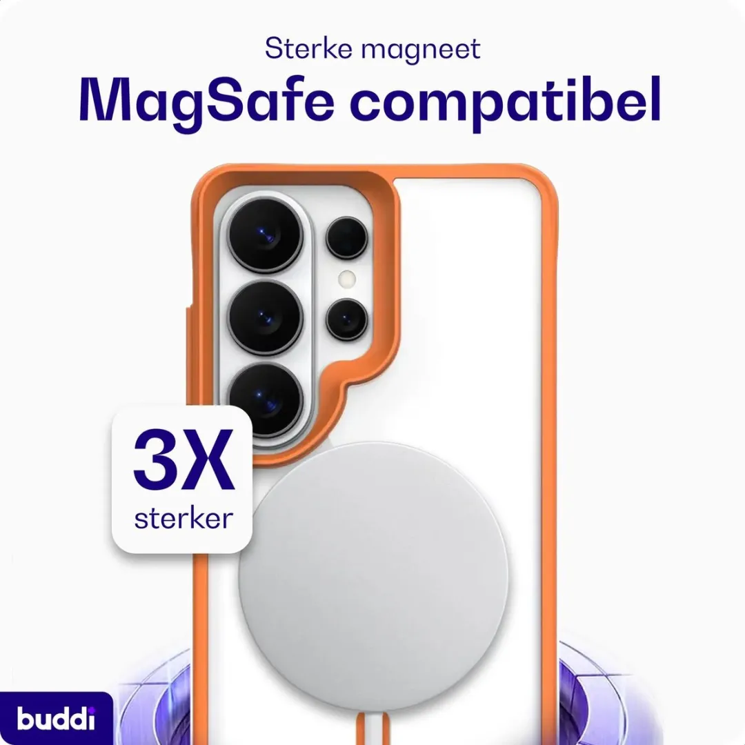 Buddi Hybrid Hoesje Samsung Galaxy S26 Ultra - Transparant Oranje - MagSafe