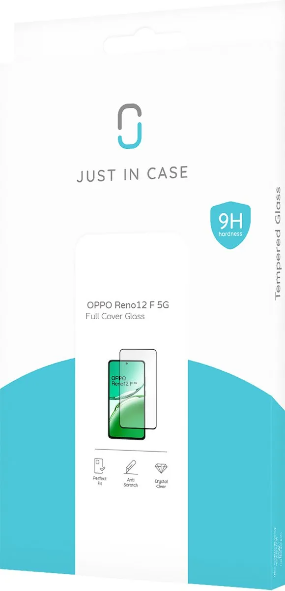 Just in Case Screenprotector OPPO Reno12 F - Full Cover Gehard Glas - afbeelding 6 van 6