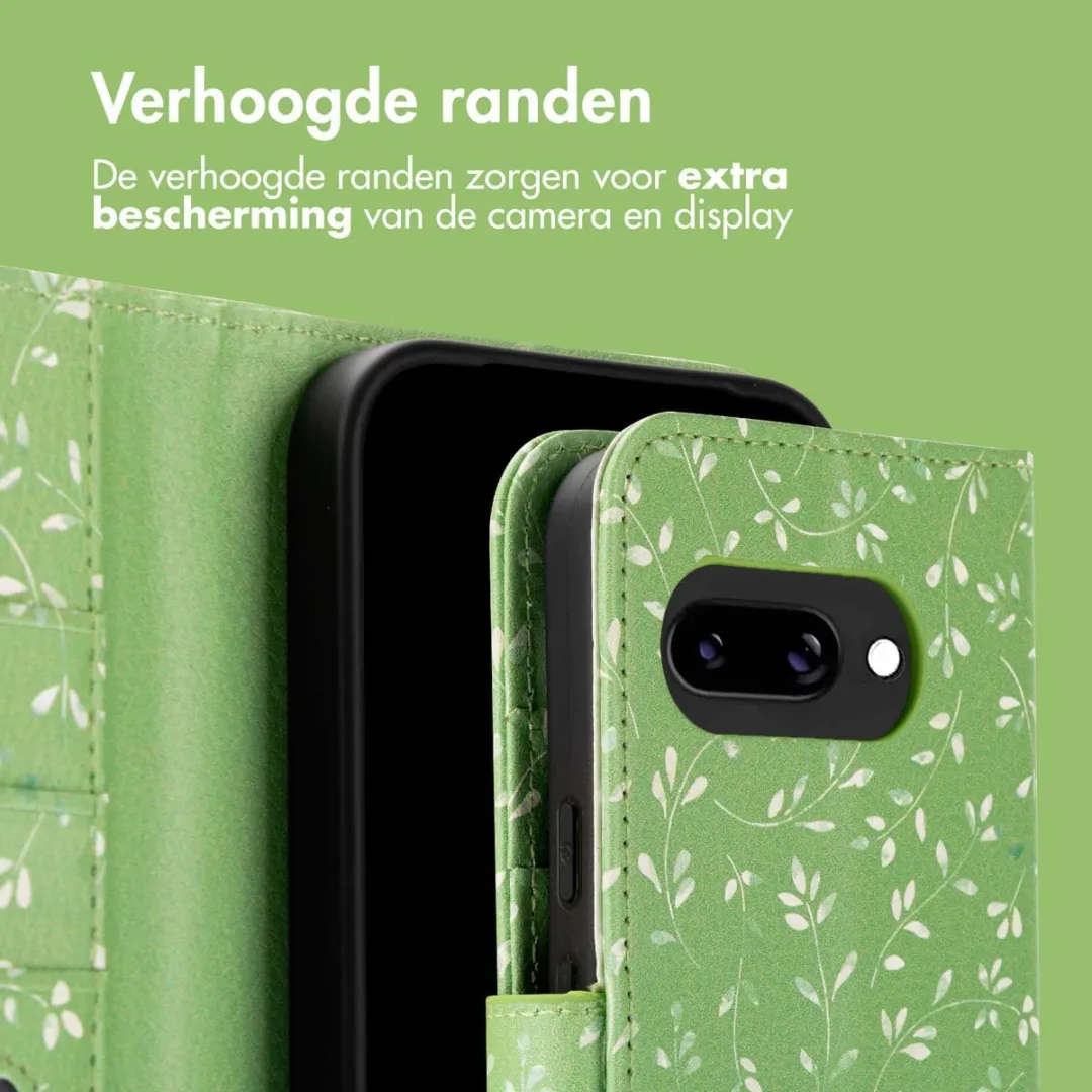 Imoshion Pixel 9a Hoesje Green Flowers - 3 Pasjes