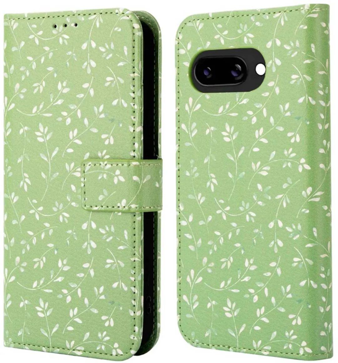 Imoshion Pixel 9a Hoesje Green Flowers - 3 Pasjes