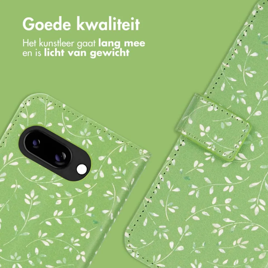 Imoshion Pixel 9a Hoesje Green Flowers - 3 Pasjes