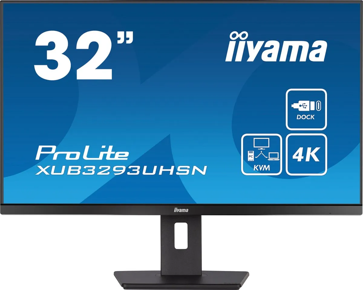 iiyama ProLite XUB3293UHSN-B5 32" 4K IPS Monitor - USB-C Dock