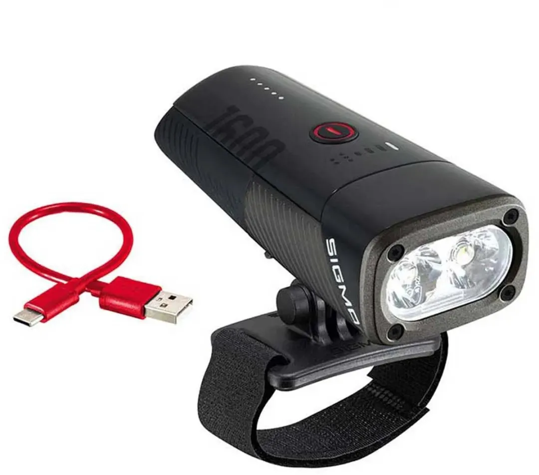 Sigma Helmlamp Buster 1600 HL LED - Zwart - afbeelding 5 van 5