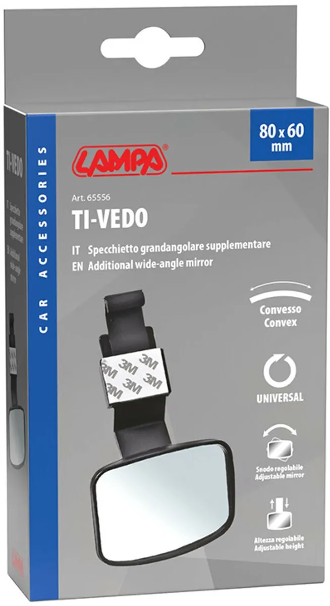 Lampa Ti-Vedo Convexe Achteruitkijkspiegel 80x60mm - Zwart