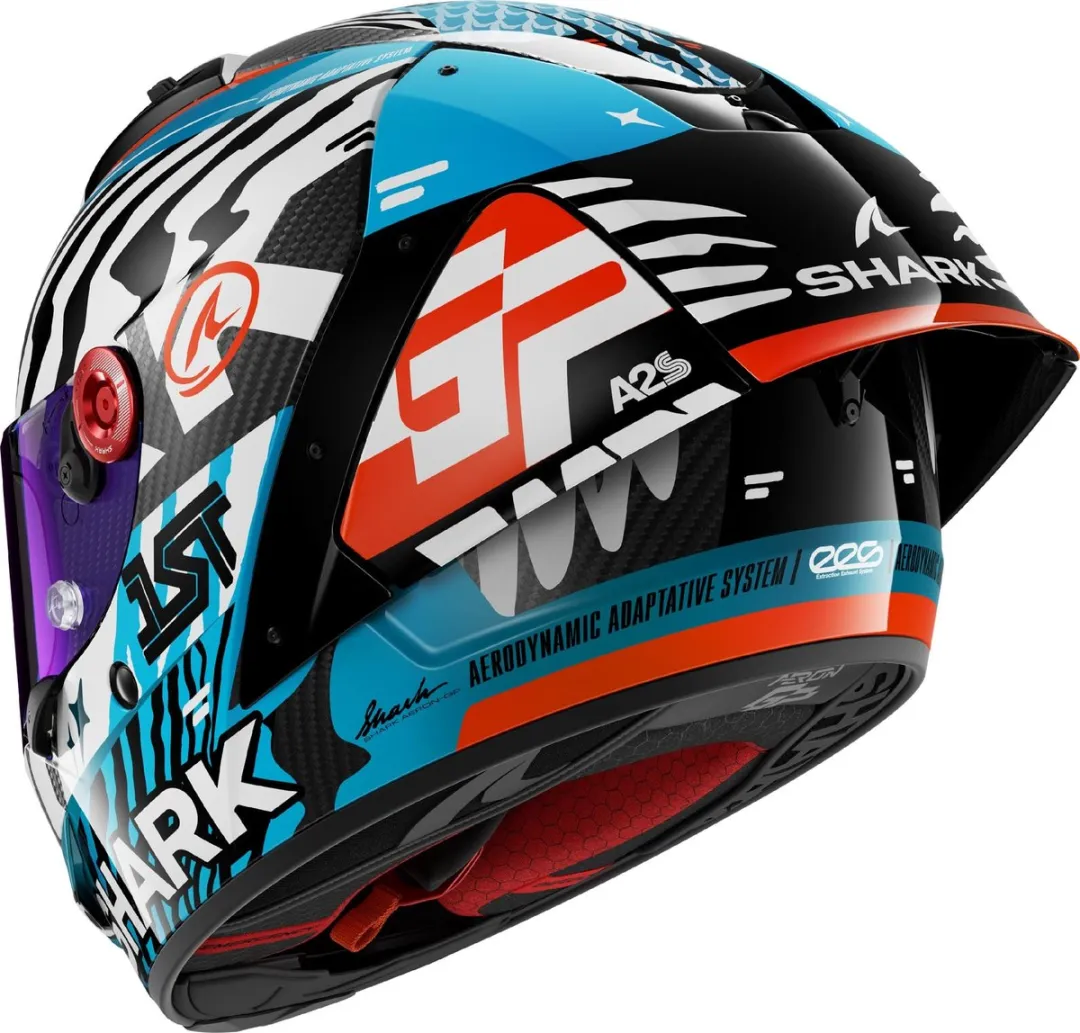 Shark Aeron GP FIM 2 Speed Fancy Carbon Helm - S - Blauw/Koolstof/Wit