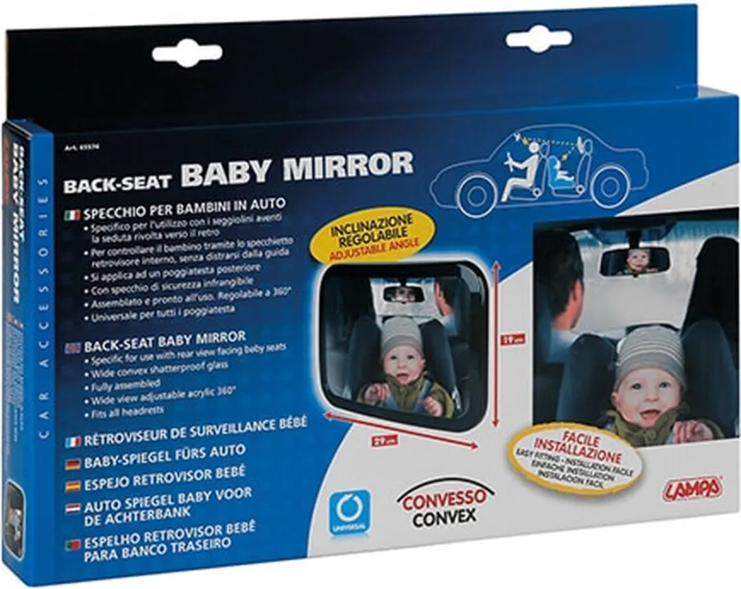 Lampa Back-Seat Babyconvexe Spiegel 290x190mm - Zwart
