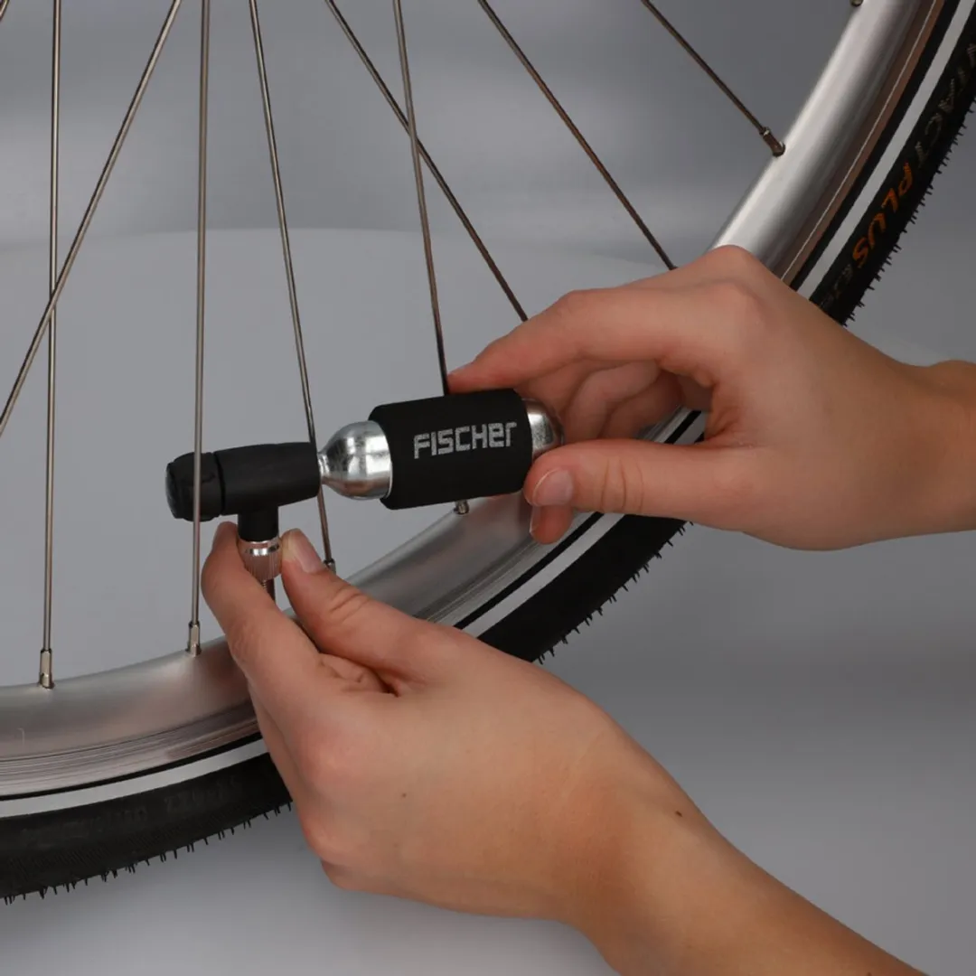 Fischer Fietspomp met CO2-patroon - Geschikt voor Auto/Presta/Dunlop