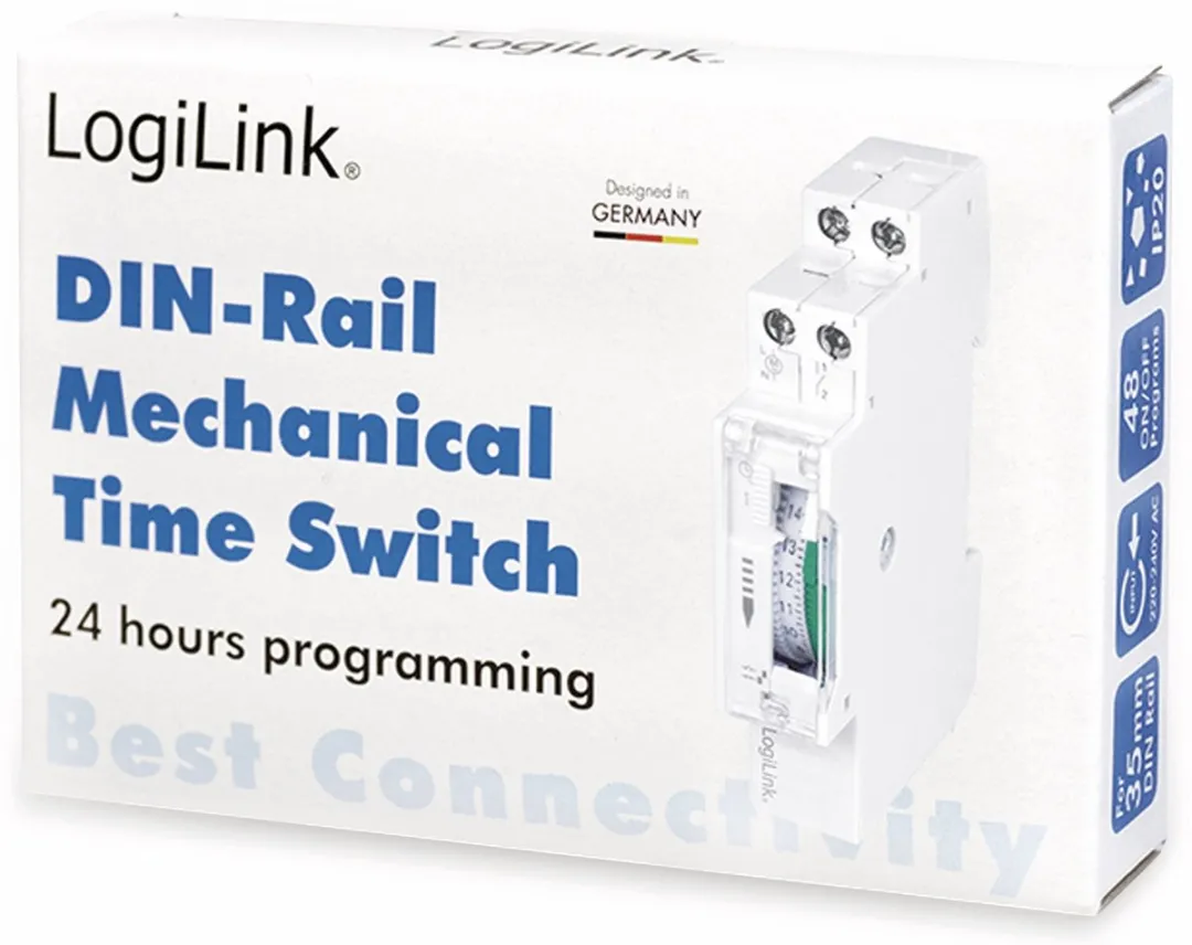 Logilink ET0009 Mechanische Timer DIN-rail - IP20 - Wit