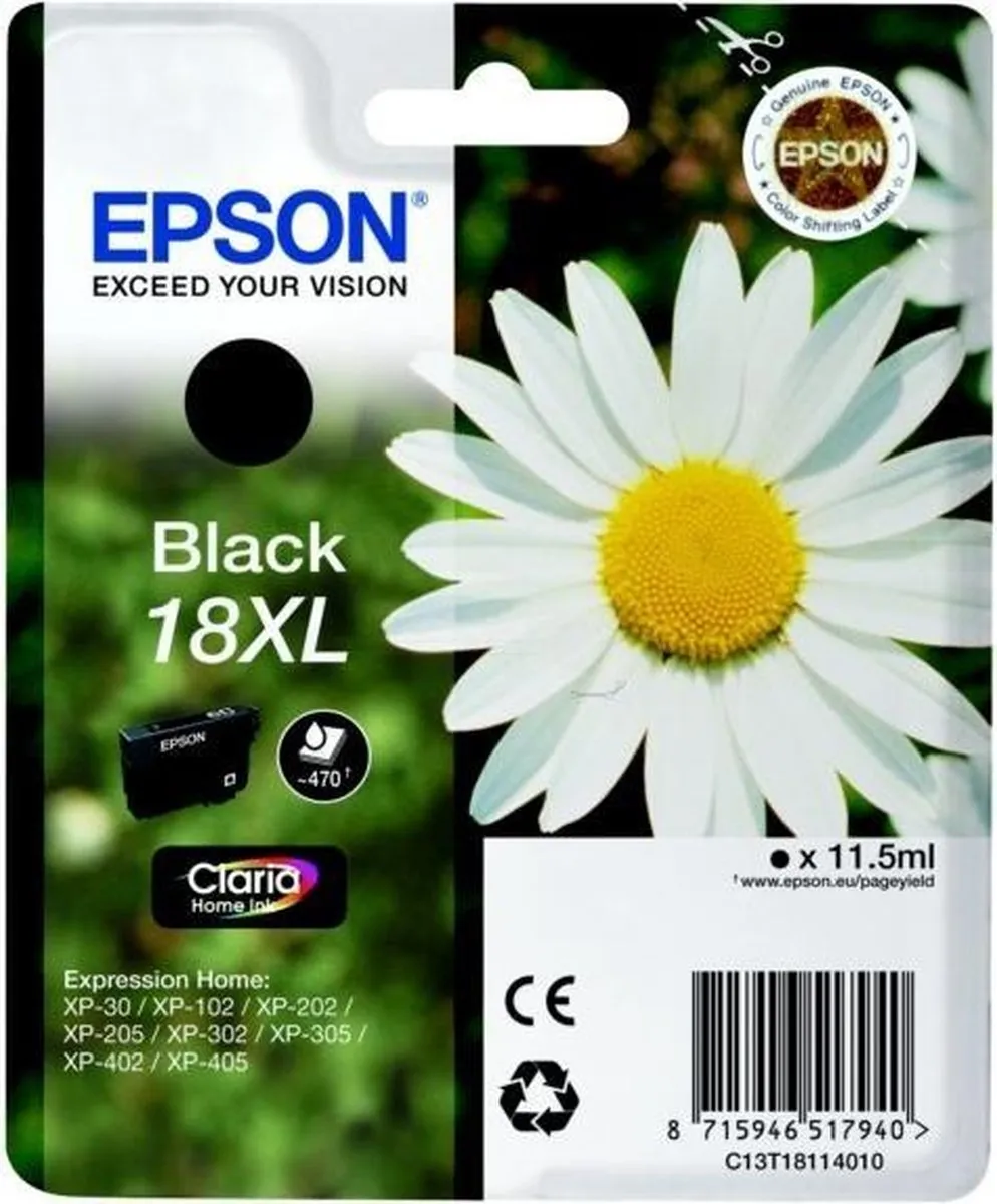 Epson 18XL T1811 Inktcartridge - Zwart - 470ml