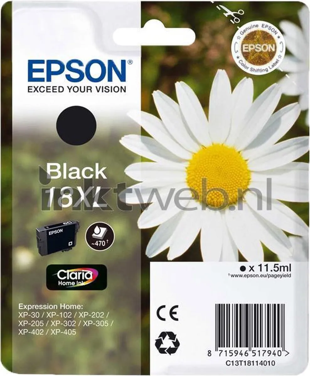 Epson 18XL T1811 Inktcartridge - Zwart - 470ml