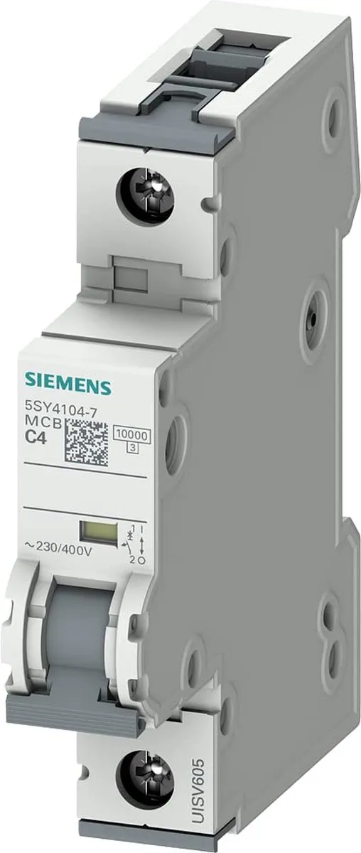 Siemens Automaat LS 63 1P 4A C 10kA 5SY4104-7 - Grijs