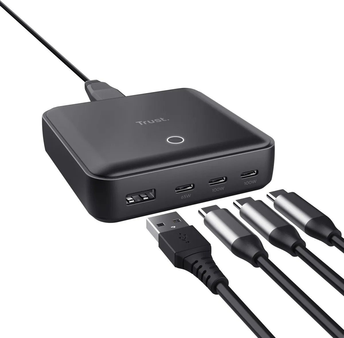 Trust Maxo 25242 Oplaadstation 100W - 4 Poorten USB A/C - Zwart