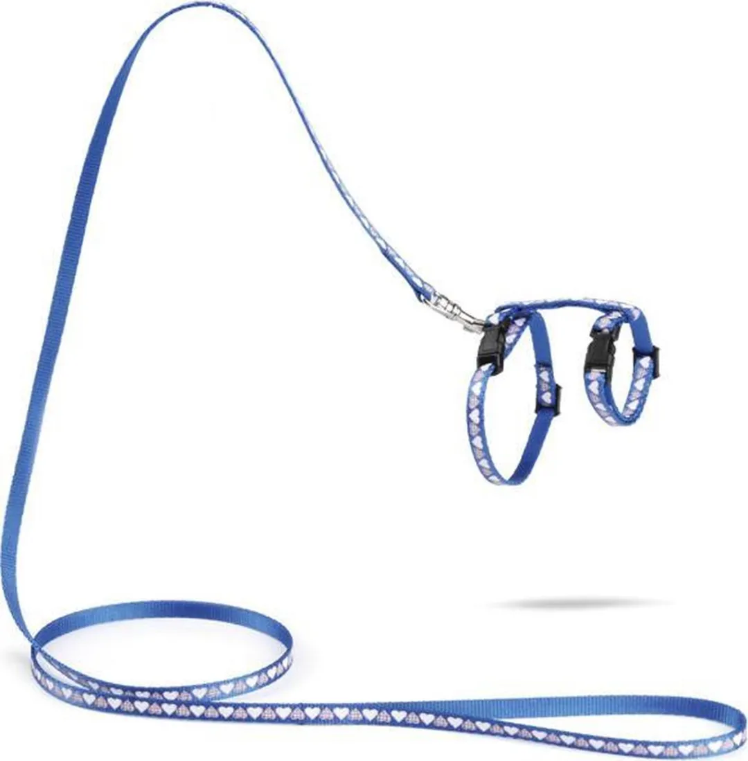 Beeztees Hearts Kittentuigje Blauw 120cm