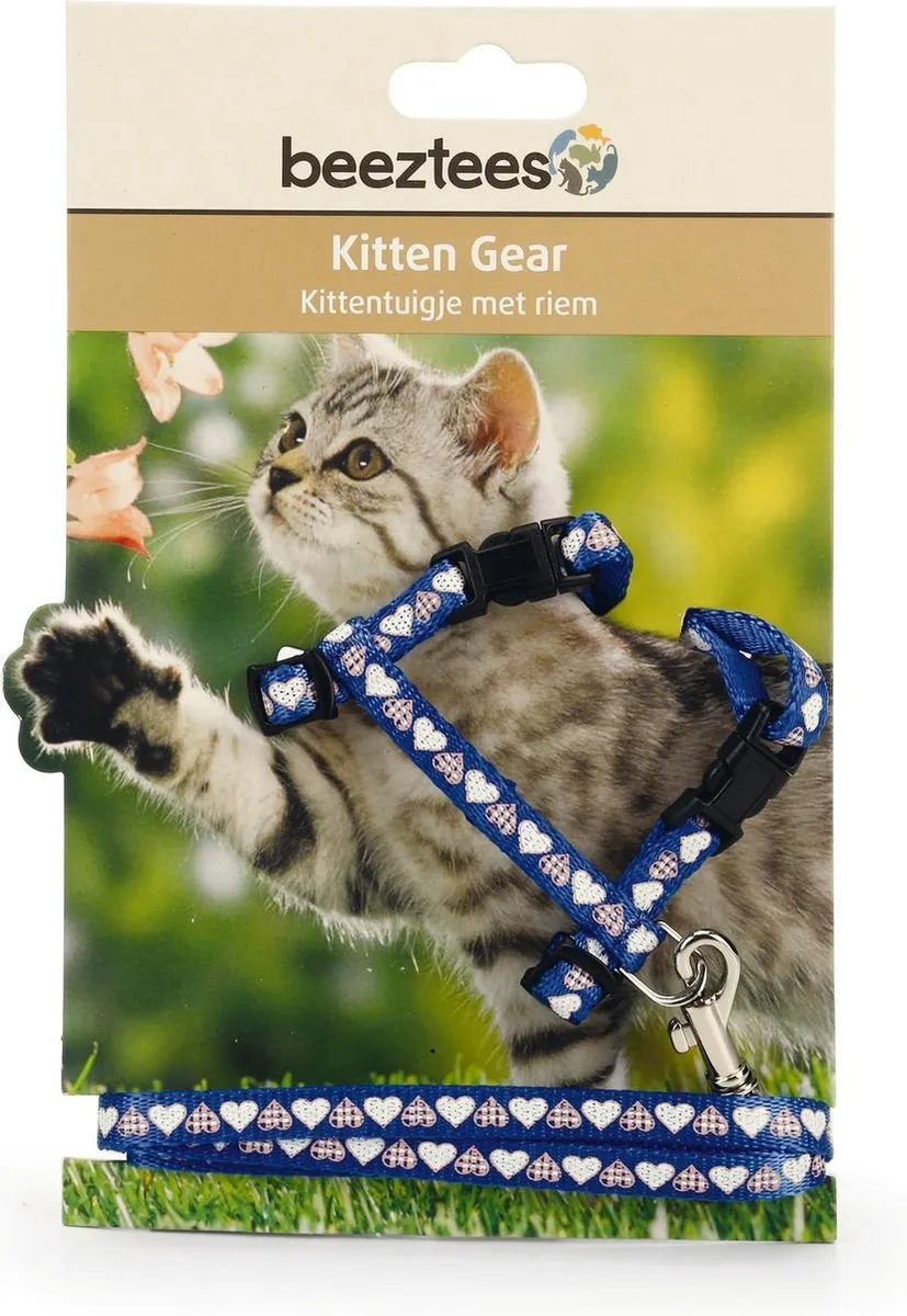 Beeztees Hearts Kittentuigje Blauw 120cm - afbeelding 6 van 6