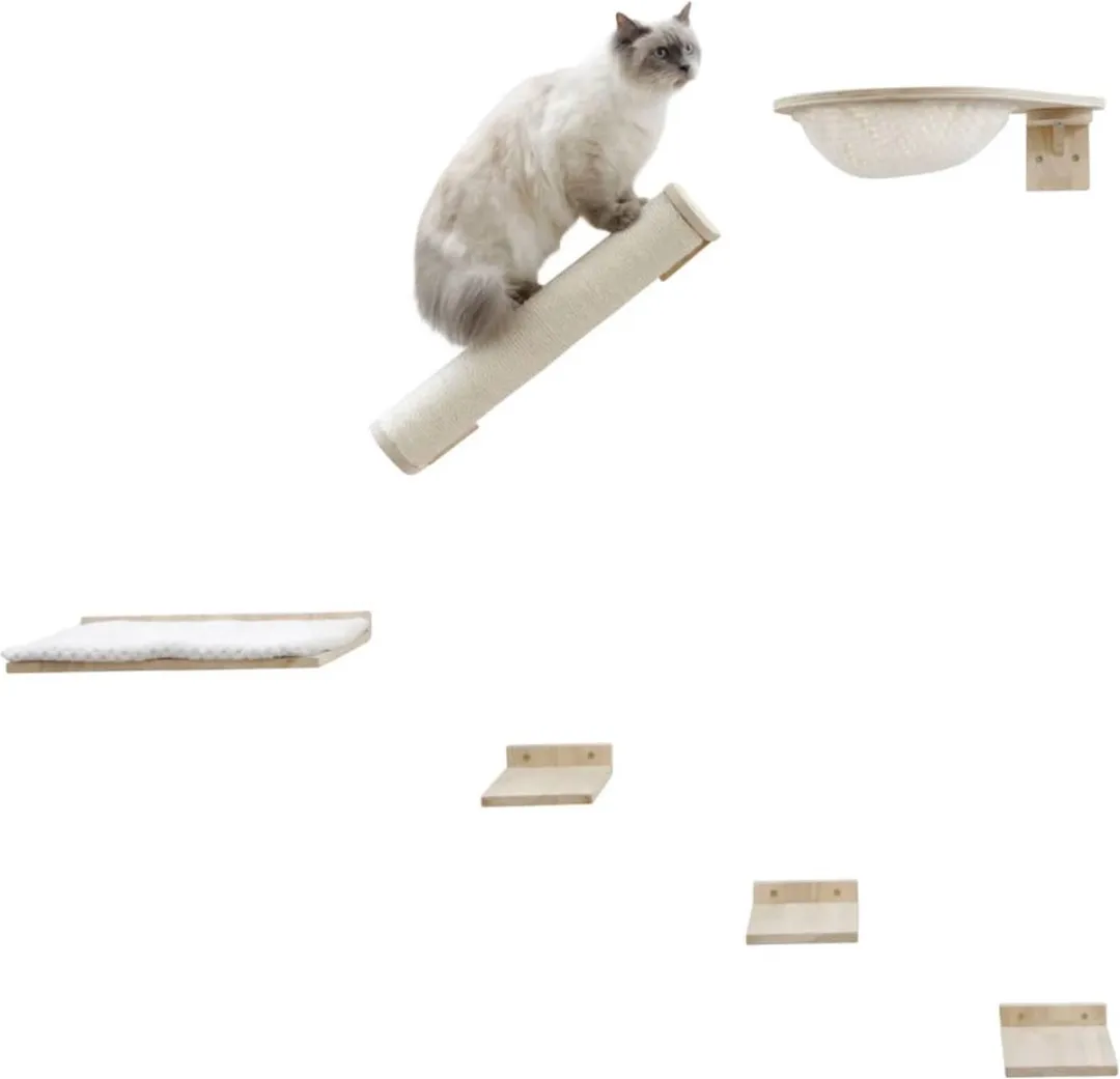Kerbl Rocky Kattenklimwand - 52x17x37cm - 6 Stuks - Natuurlijk/Wit - afbeelding 3 van 6