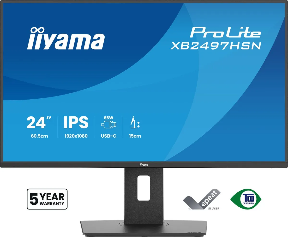 iiyama ProLite XB2497HSN-B1 Monitor 24" Full HD IPS - USB-C Dock