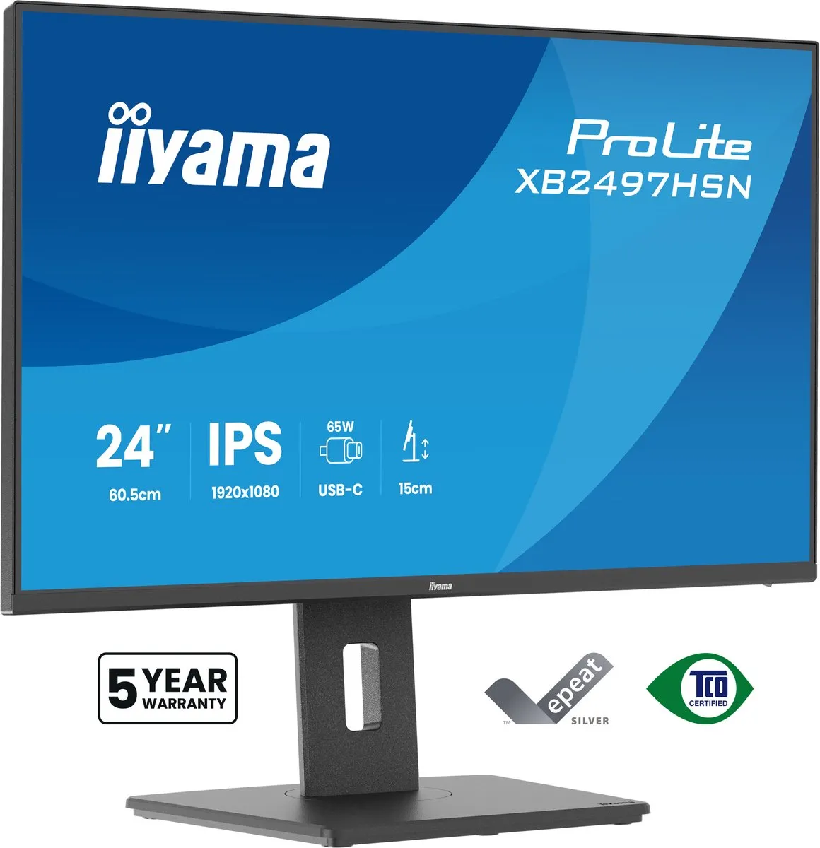 iiyama ProLite XB2497HSN-B1 Monitor 24" Full HD IPS - USB-C Dock