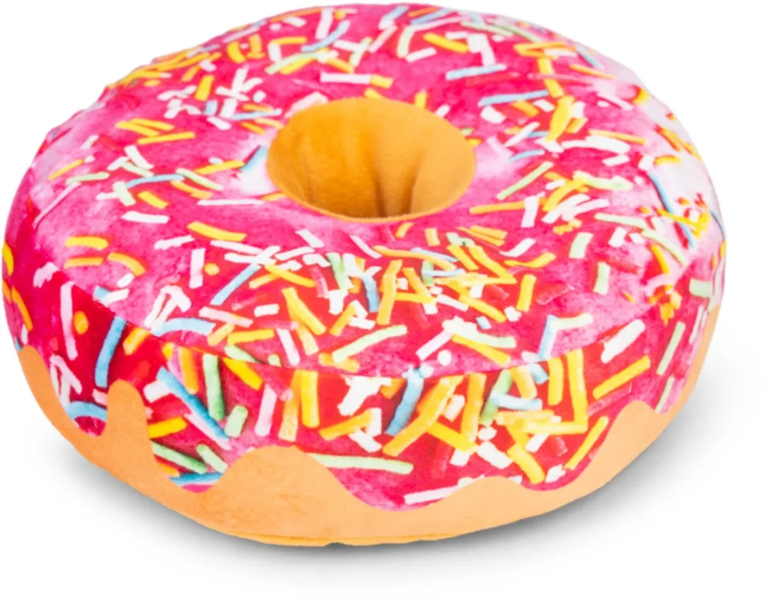 Beeztees Donut XL Regenboog Pluche Hondenspeelgoed - Roze/Bruin - 3 Stuks