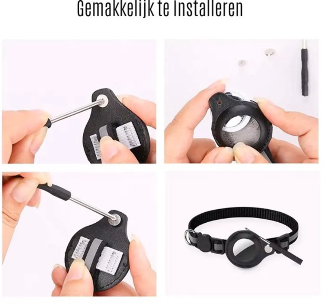 Dierboetiek Slimme Kattenhalsband Apple Tracker - Maat L - Zwart