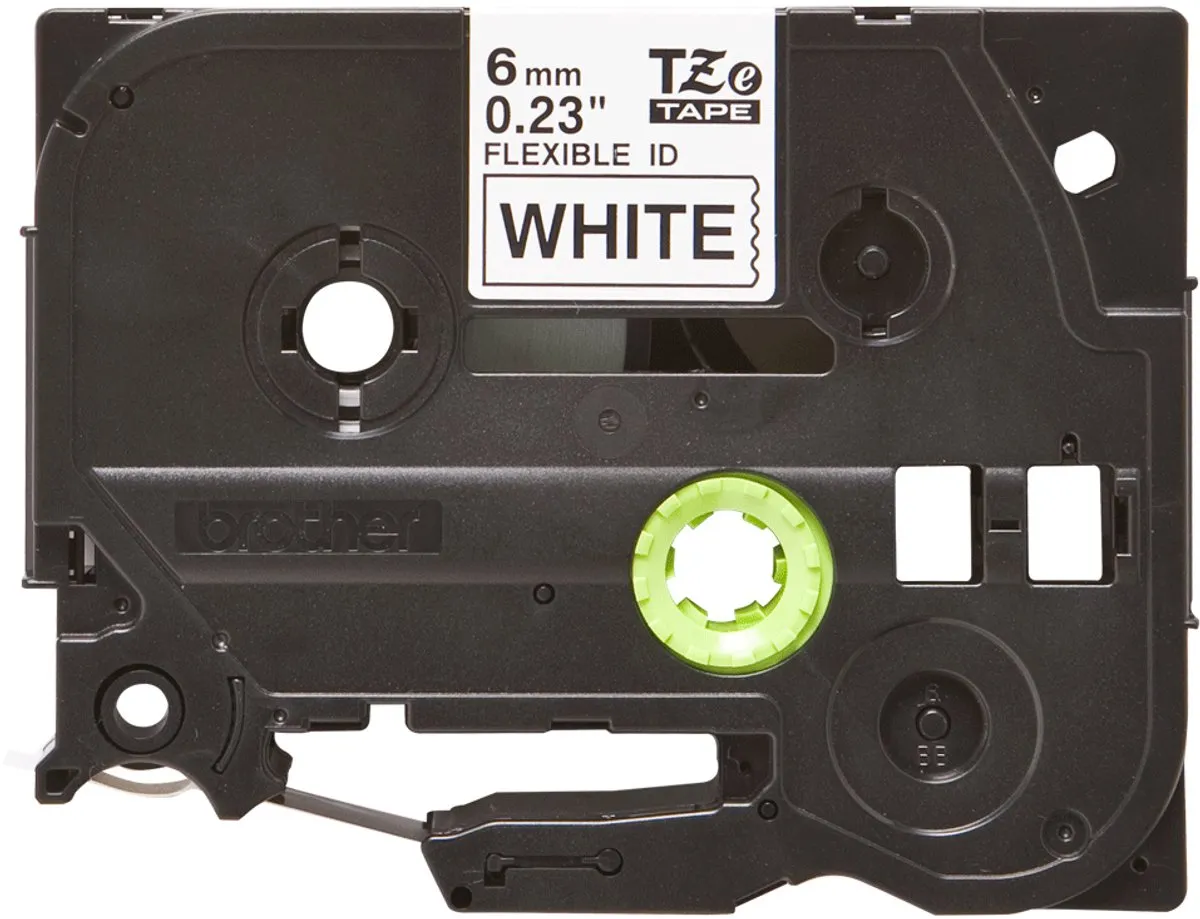 Brother TZEFX211 Etikettenband 6mm - 8m - Zwart op wit