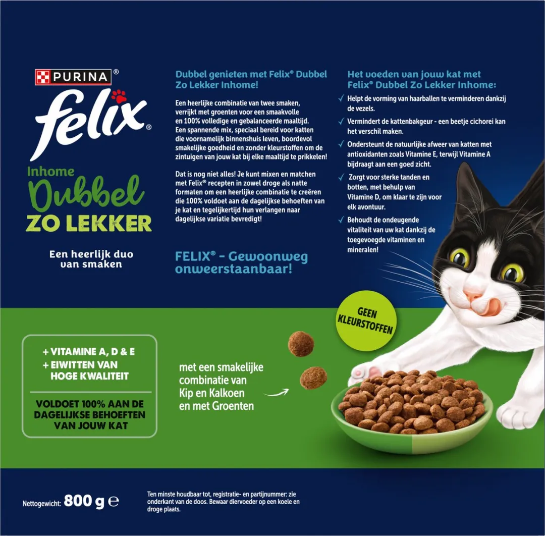 Purina Felix Dubbel Zo Lekker Junior Kip Kalkoen Groenten 800g