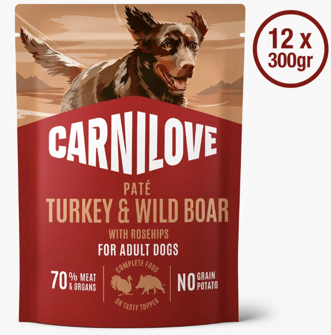 Carnilove Dog Pouch Paté Kalkoen & Wilde Zwijn 12x300g