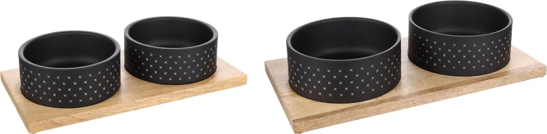 Flamingo Nervo Duo Dinner Eetpot Honden - 2x1170ml - Ø17cm - Zwart - afbeelding 6 van 6