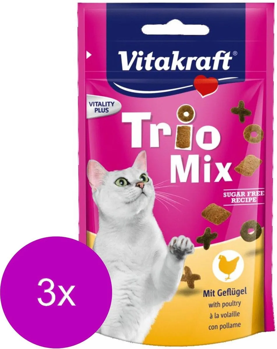 Vitakraft Trio Mix Gevogelte Katten Snack 180g