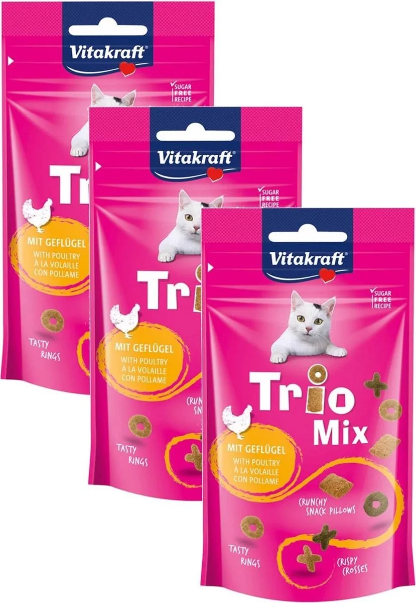 Vitakraft Trio Mix Gevogelte Katten Snack 180g