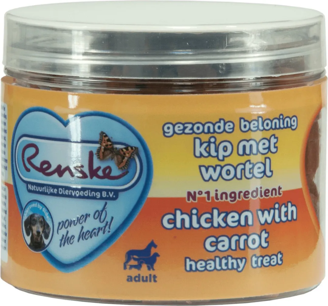 Renske Gezonde Beloning Hartjes Hondensnack Kip & Wortel 100g