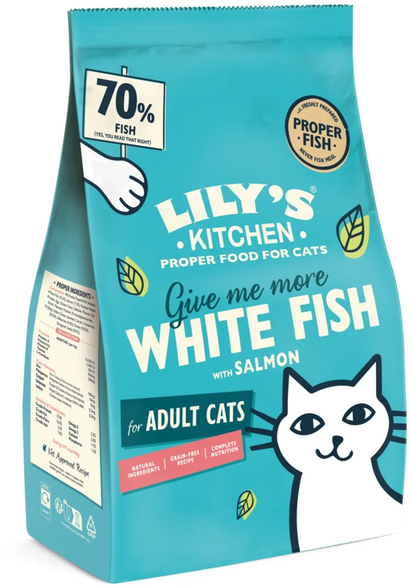 Lily's Kitchen Kattenvoer Droog Adult Witvis & Zalm - 2x2kg