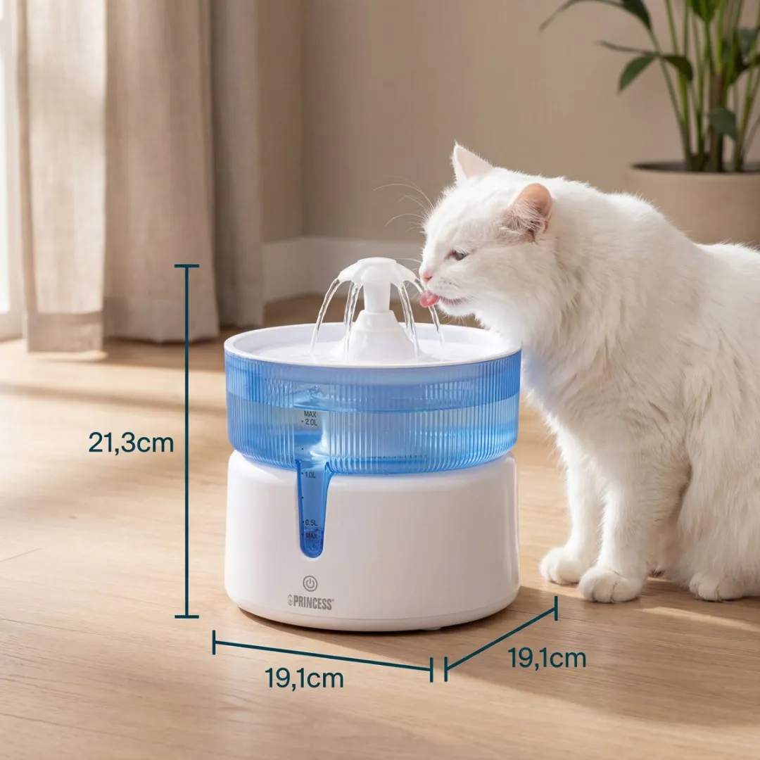 Princess Automatische Drinkfontein 2L - 4-laags filtratie - 30 dB - Wit
