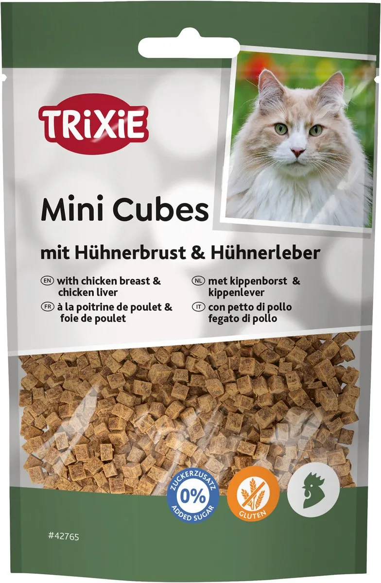 Trixie Mini Cubes Kippenborst Katten Snack 50g
