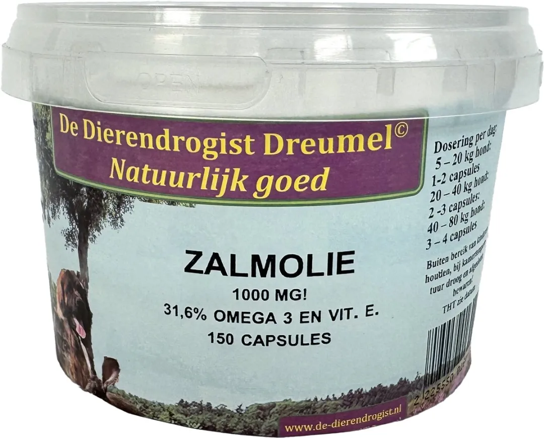 Dierendrogist Zalmolie Capsules Honden 150 Stuks