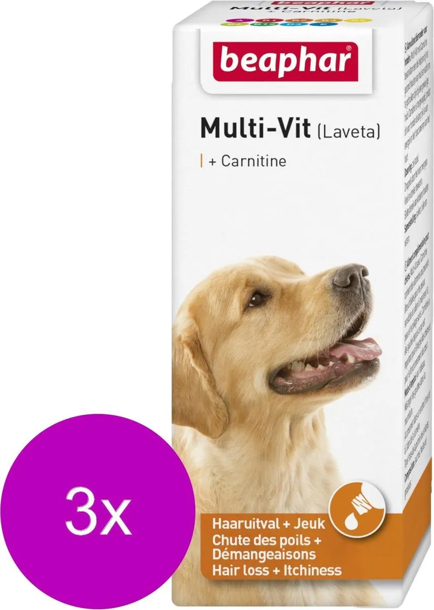 Beaphar Laveta Hond Carnitine Voedingssupplement 3x50ml