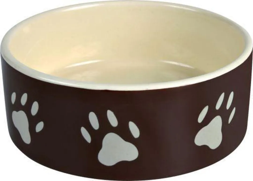 Trixie Keramieken Voerbak Pootmotief - 1,4L Ø20cm - Bruin - afbeelding 3 van 3
