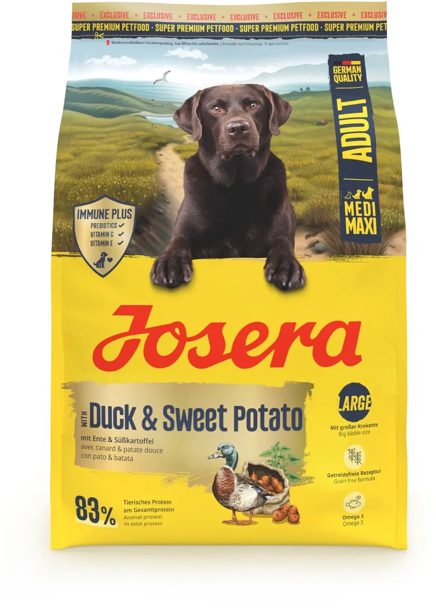 Josera Medium Maxi Adult Eend & Zoete Aardappel Hondenvoer 3kg