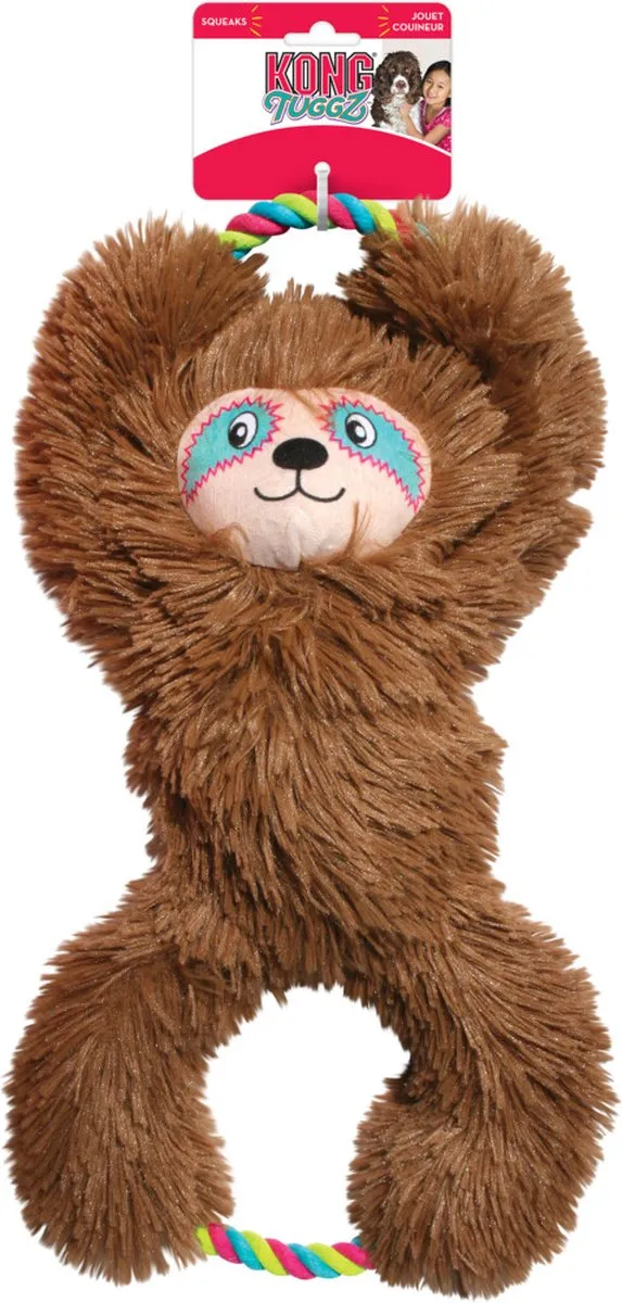 KONG Tuggz Luiaard Trekknuffel 42cm - Bruin