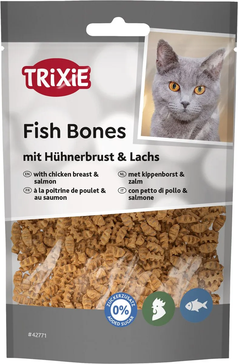 Trixie Fish Bones Kattensnacks Kip & Zalm 50g