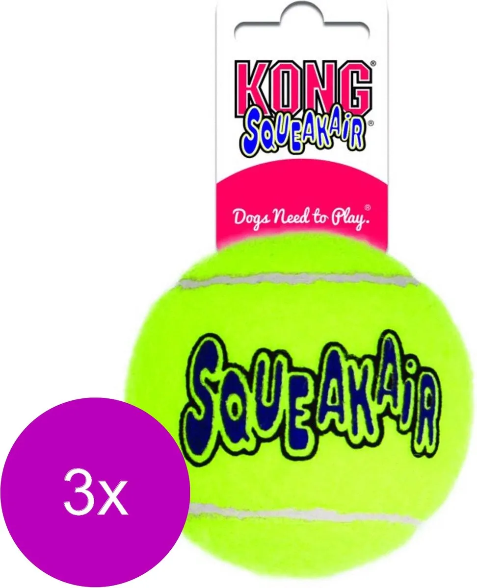 KONG Air Squeaker Ball Medium - Geel - 3 Stuks