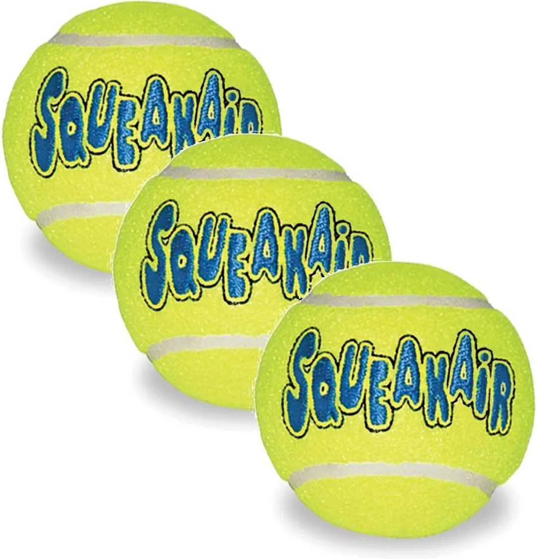 KONG Air Squeaker Ball Medium - Geel - 3 Stuks
